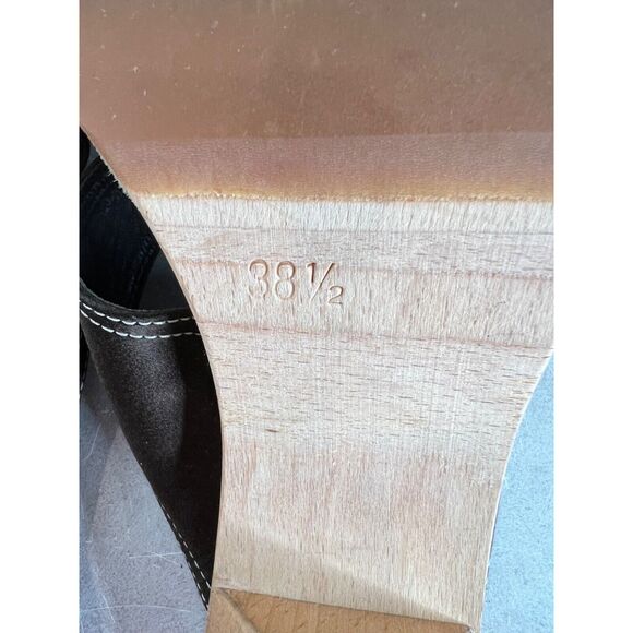 Prada Brown Leather Wood Stiletto Heels Made In Italy Size 38.5 - Picture 10 of 12